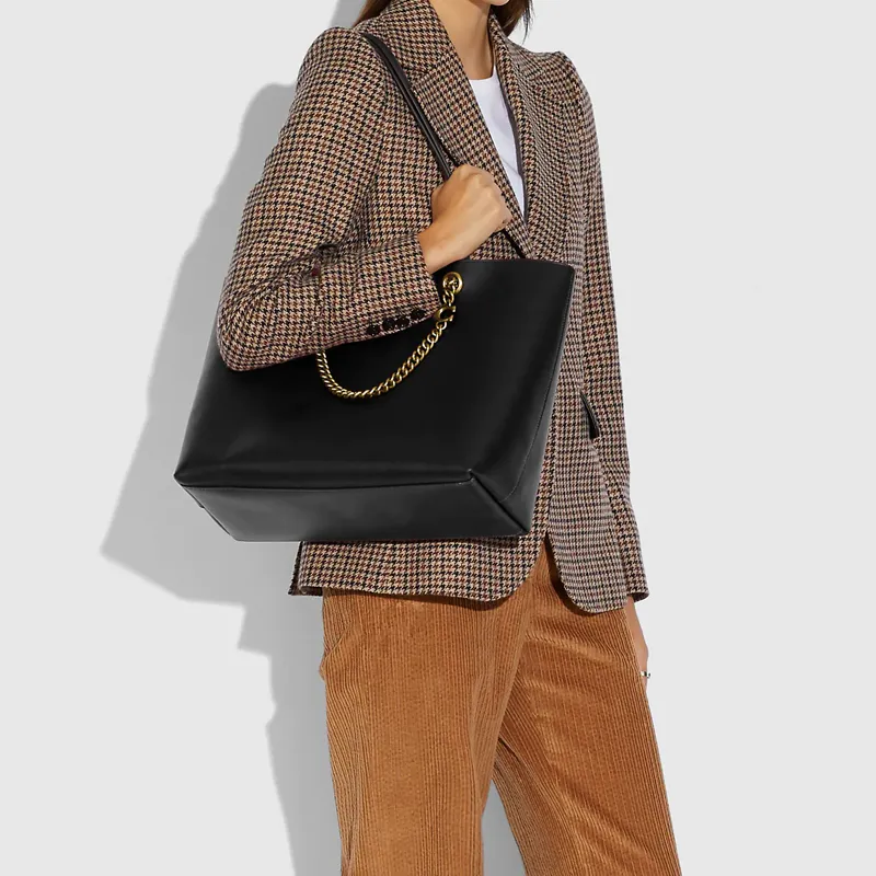 COACH Convertible Tote Cow Leather Tote Bag Shopping Bag Handbag Shoulder Bag Women's Black-2