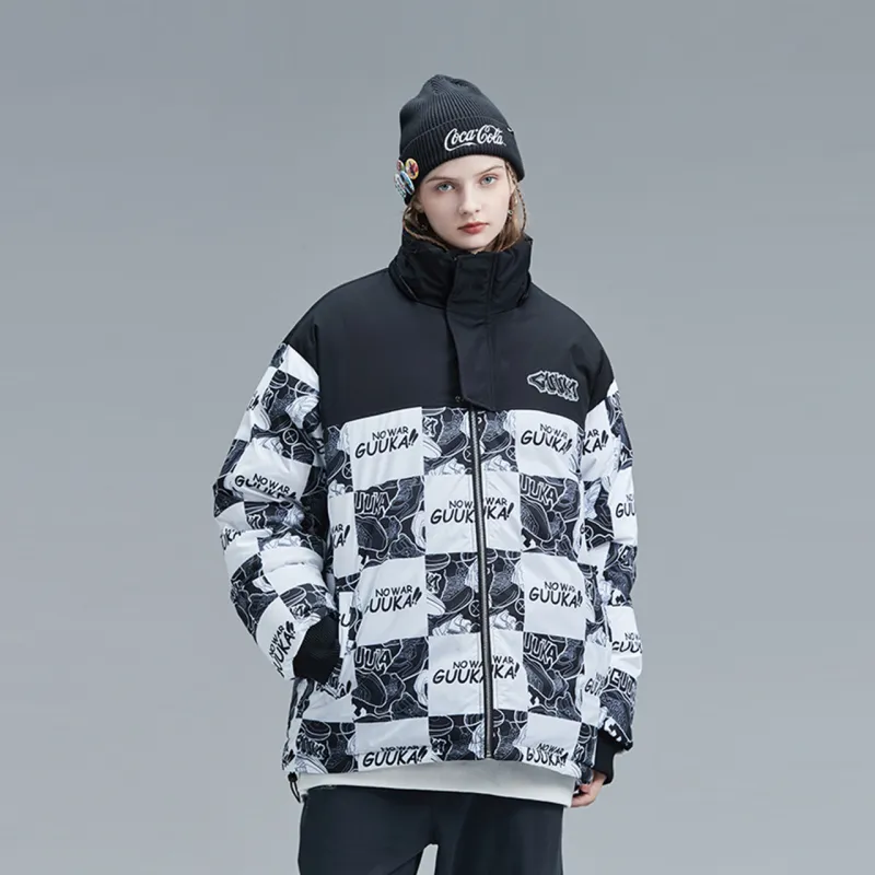 Guuka Down Jackets Unisex Black White Plaid-5