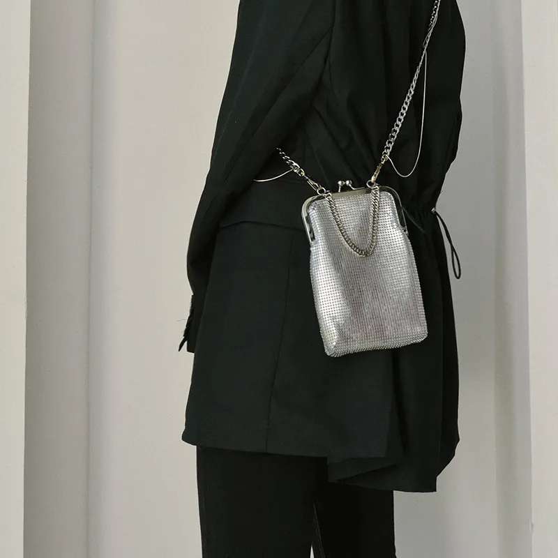 S5CR Mouth Gold Wallet Crossbody Bag Unisex Black-3