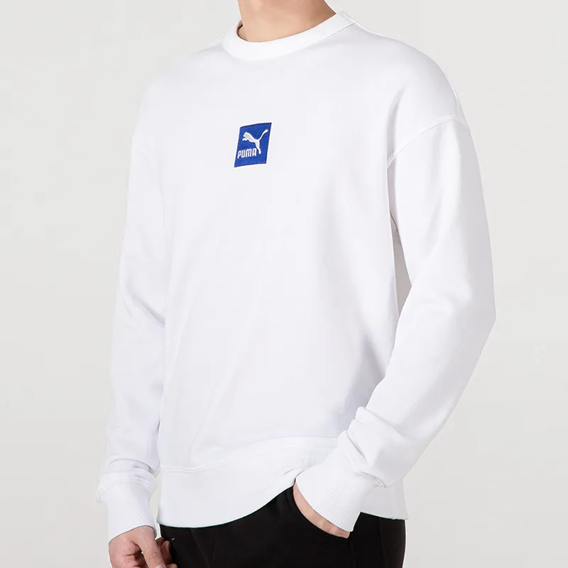 PUMA EMB Centre Logo Crew Sweatshirt Unisex White-4