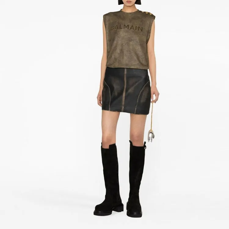 BALMAIN Logo print Organic cotton Tank Top-1