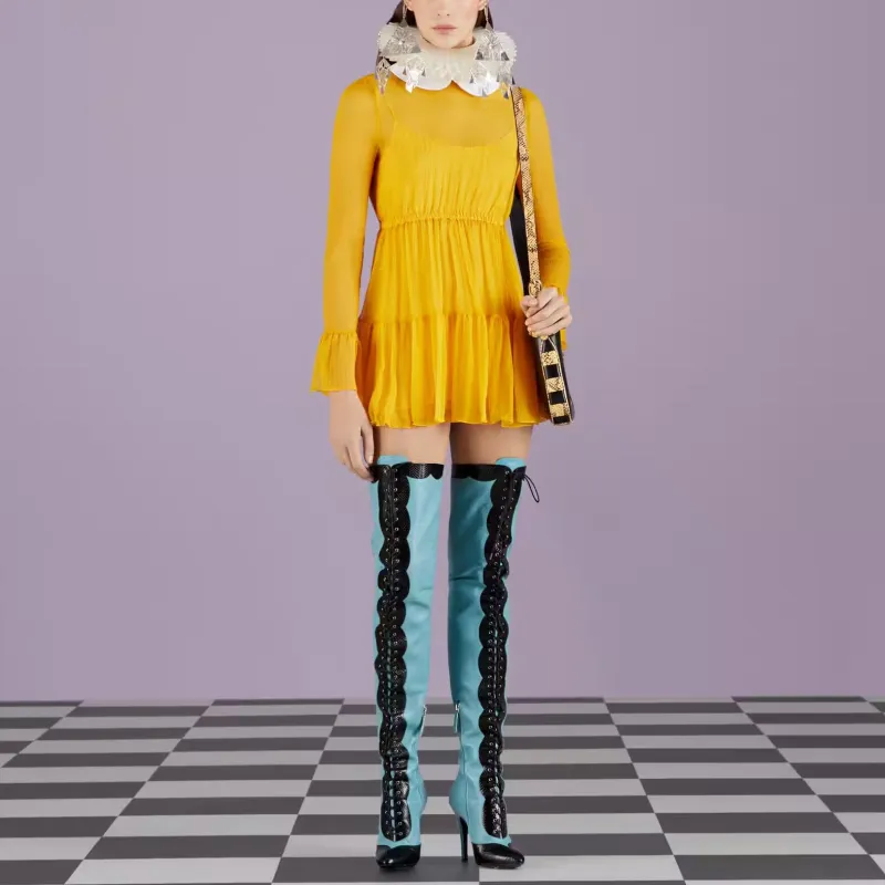 GUCCI Ruffled Hem Chiffon Dress-1
