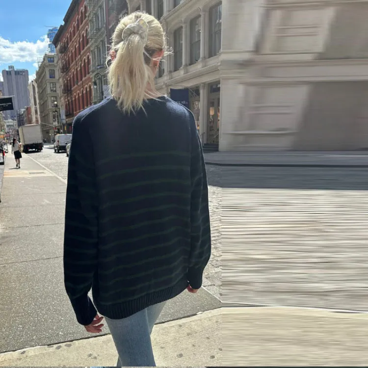 Brandy Melville Sweaters Women's Blue Green Stripes-1