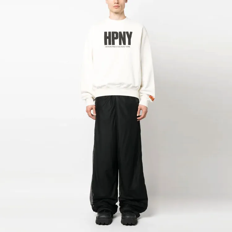 HERON PRESTON Logo Flocked Crewneck Sweatshirt-1