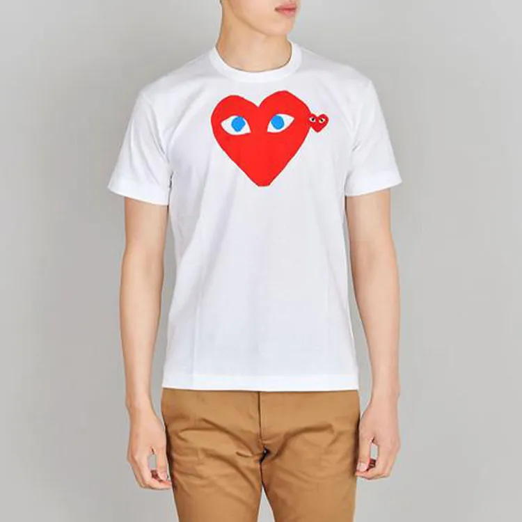 CDG Play Blue Eyes Red Heart T Shirt-2