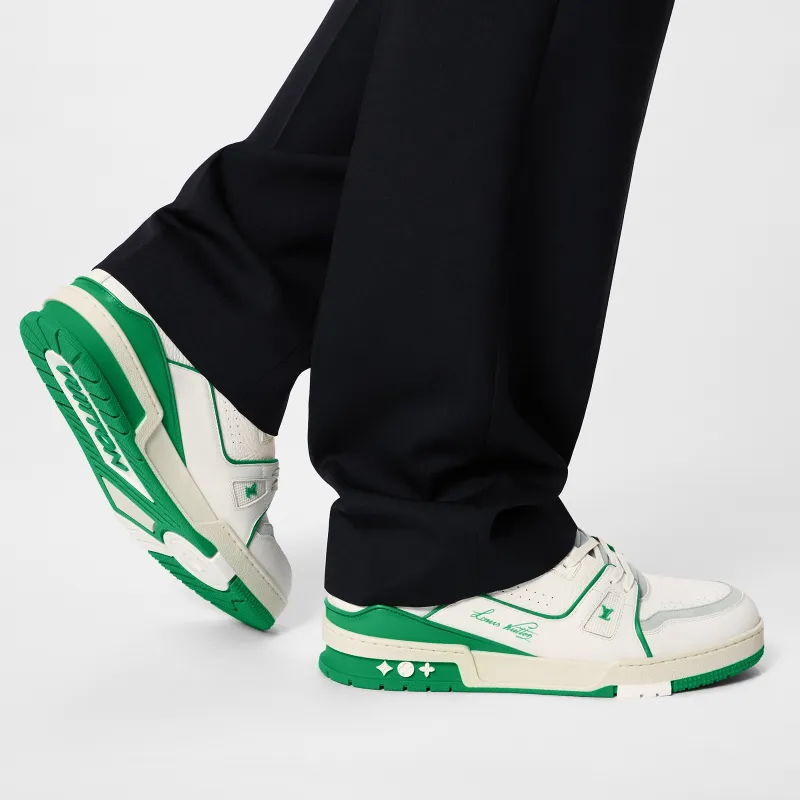 LOUIS VUITTON Trainer Low Top Stylish Skateboarding Shoes Men's Green-4