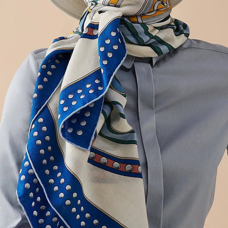 HERMES Shawls Women's Electric Blue/White/Multicolor-1