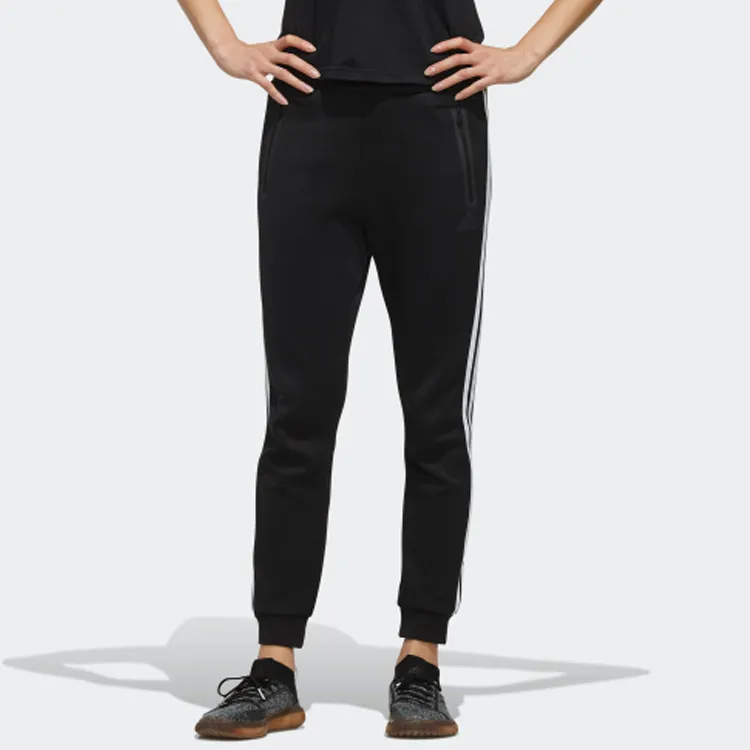 Adidas Knitted Sports Pants Women's Black White-2