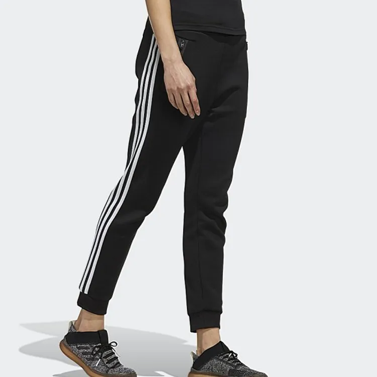 Adidas Knitted Sports Pants Women's Black White-4