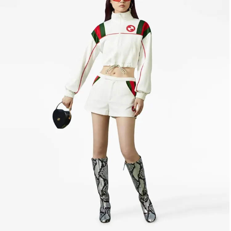GUCCI Jersey Shorts With Web Stripe 'White'-1
