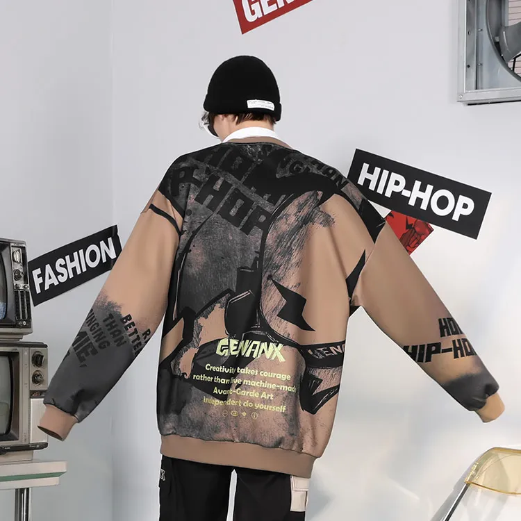 GENANX Crew Neck Loose Fit Sweatshirt Fall Spring Unisex-9