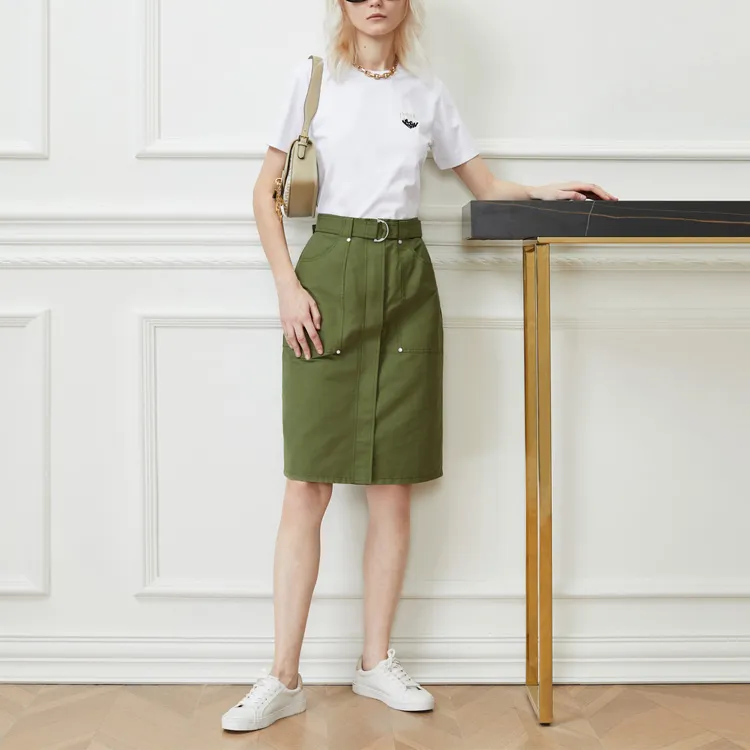 DKNY Casual Short Skirts Women's Olive Green-2