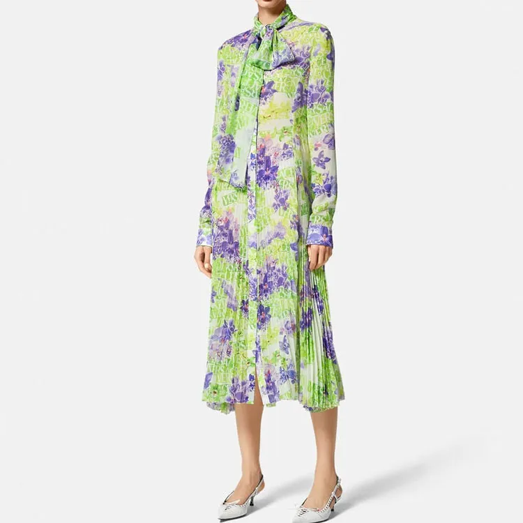 VERSACE SS23 Holiday Long-Sleeved Dresses Women's Green-2