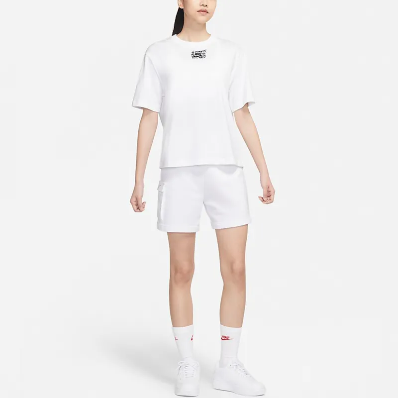 Nike Drop Shoulder Sleeve T Shirt Women's White-2