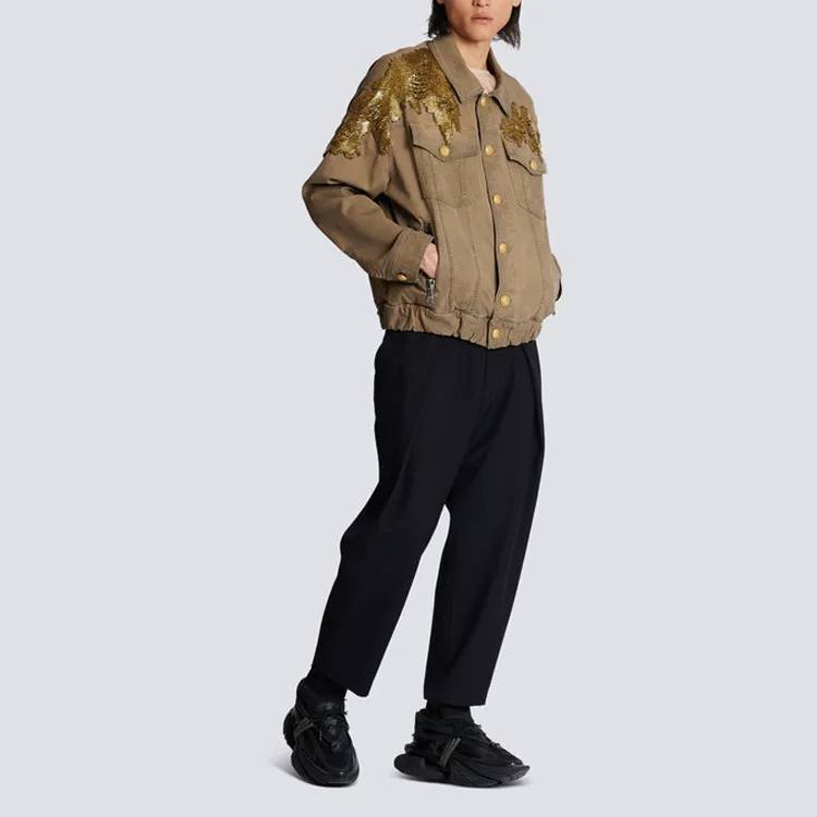 BALMAIN FW22 Denim Jacket Men's Khaki-1