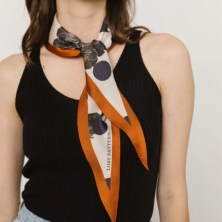 LOST PATTERN 100% Mulberry Silk Scarves Women's Caramel-1