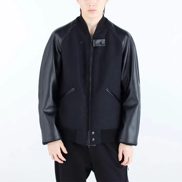 Y 3 Contrast sleeves Flannel Bomber Jacket-1