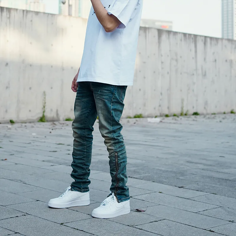 P.M.W Slim Fit Pants Jeans Men's Sky Blue-5