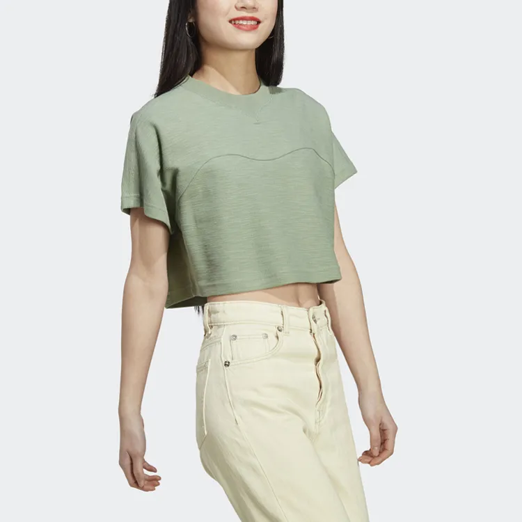 Adidas Lounge Crop Tops Women's Green-3