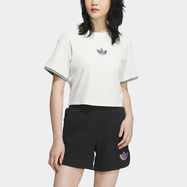 adidas originals Logo Embroidered Short Sleeve Tee 'Off White'-1