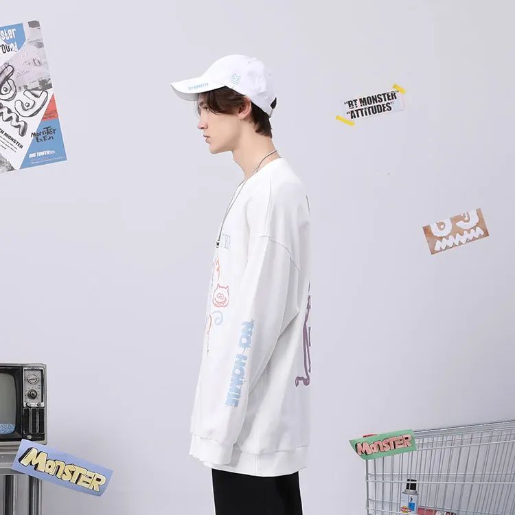 Bt Crew Neck Loose Fit Regular Sweatshirt Unisex White-5