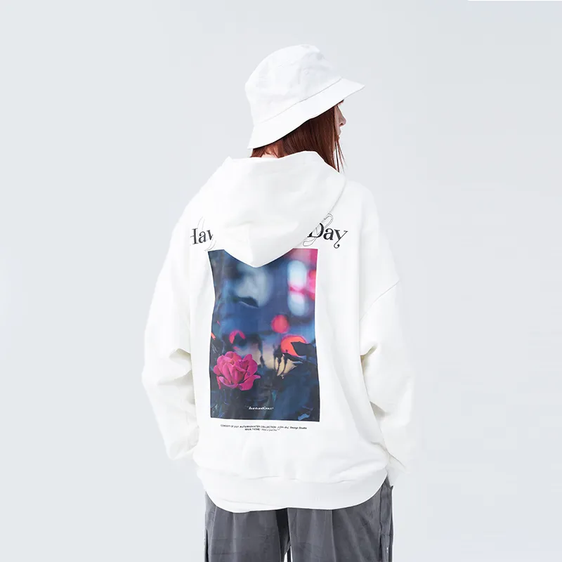 HARSH AND CRUEL Vintage Vinyl Feeling Floral Loose Fit Hoodie Unisex-6
