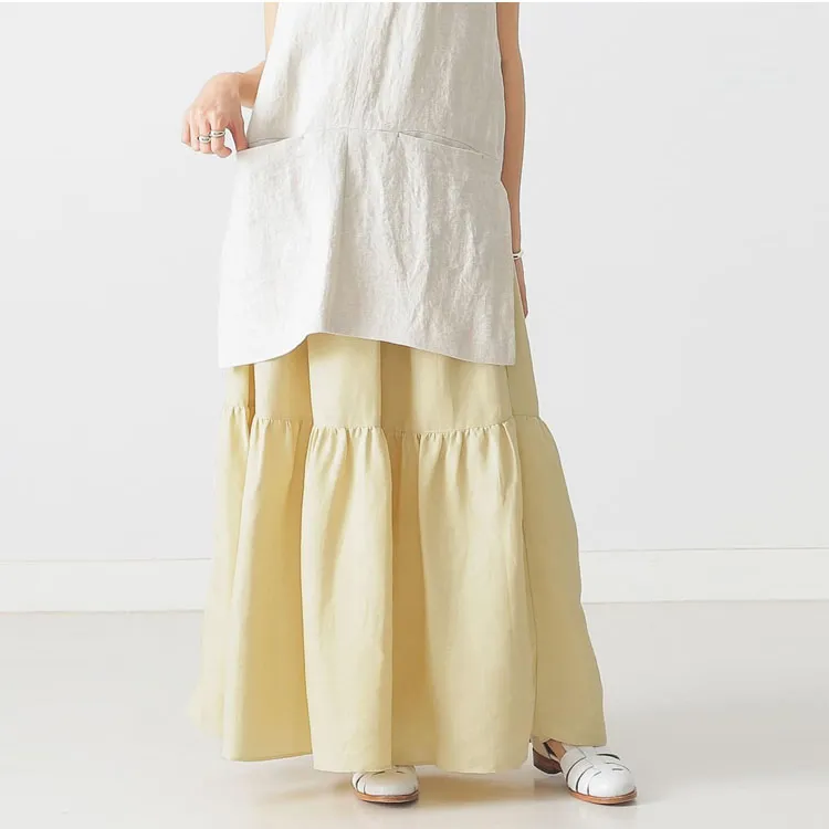 Beams Casual Long Skirts Women's Yellow-2