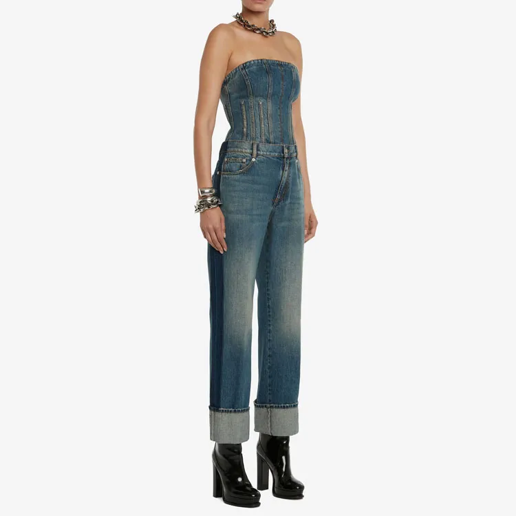 Alexander McQueen Bustier Denim Top-3