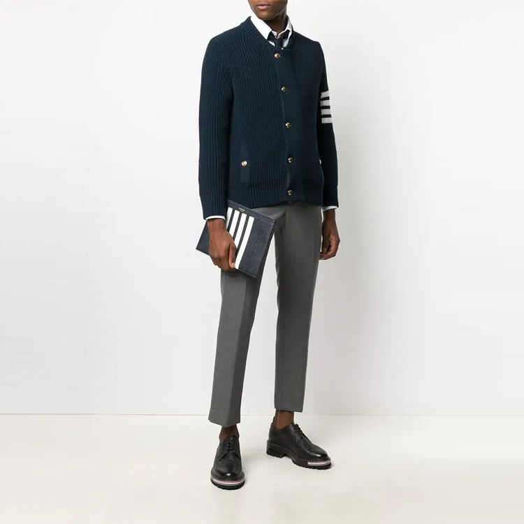 THOM BROWNE· Cow Leather Clutch Unisex Blue-2