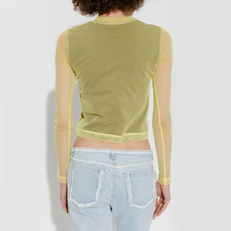 DIESEL OVAL D Series T Shirts Women's Yellow Green-2