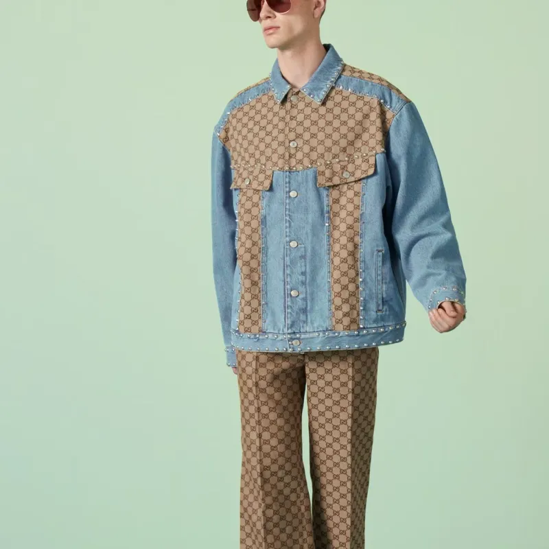 GUCCI Logo-print Panelled Denim Jacket-1