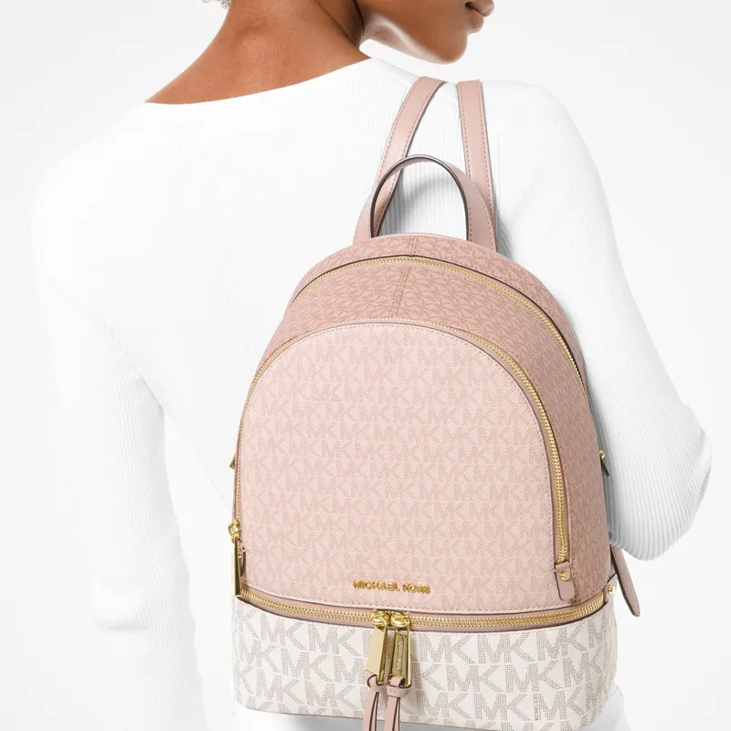 MICHAEL KORS Rhea Medium Color Block Logo Backpack-3