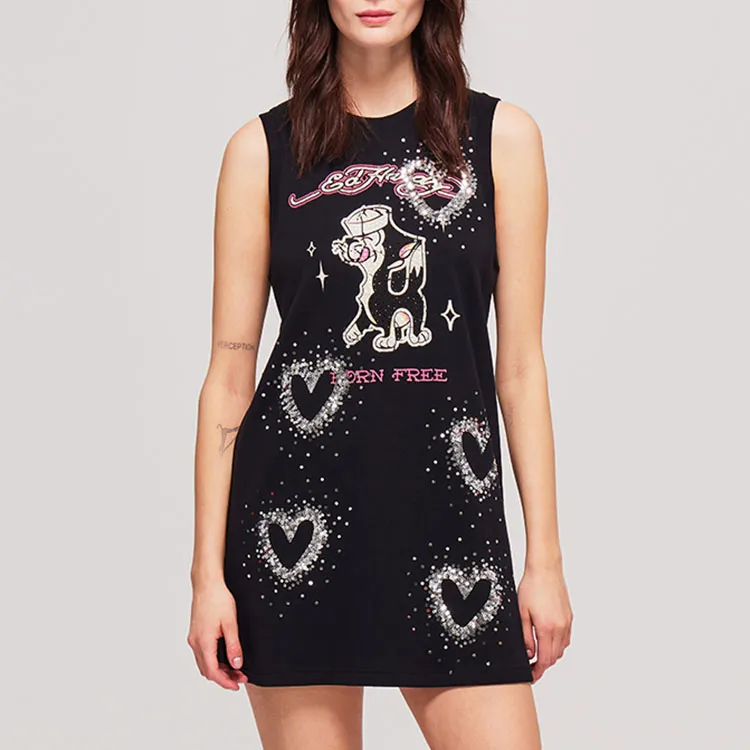 Ed Hardy SS23 Sleeveless Dress Women's Black-1