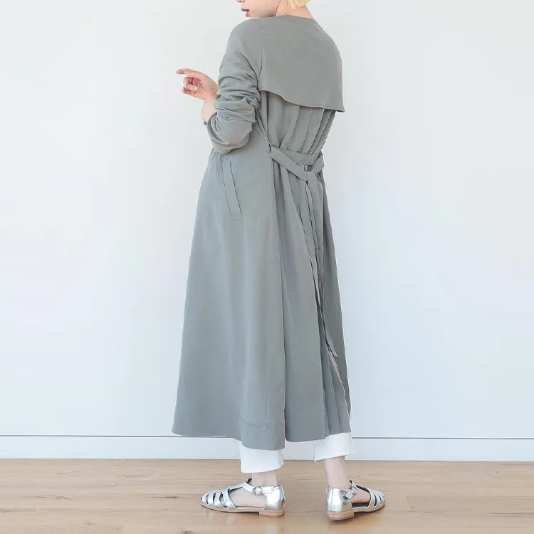 Beams Trench Coats Women's Olive Green-4