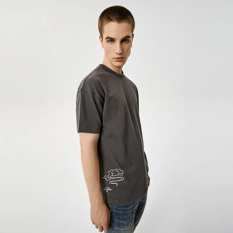 23R+ Straight Long Sleeved T Shirt Unisex Gray-3