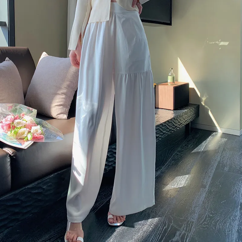 CLOUD SEASON Wide Leg Casual Pants Women's White-6