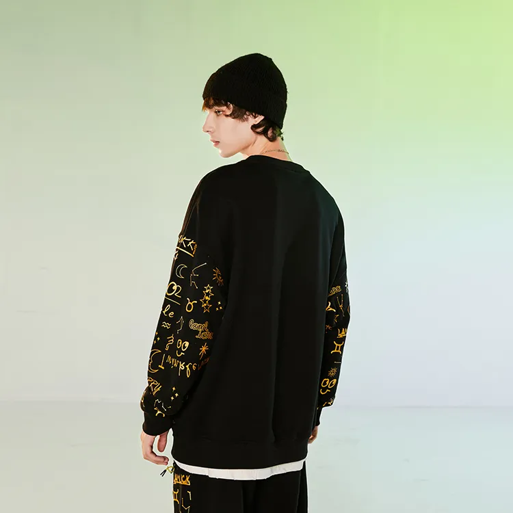 LAMLICKA Crew Neck Loose Fit Regular Sweatshirt Unisex Black-4