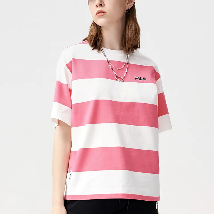 FILA FUSION T Shirts Women's Pink White Multicolor-2
