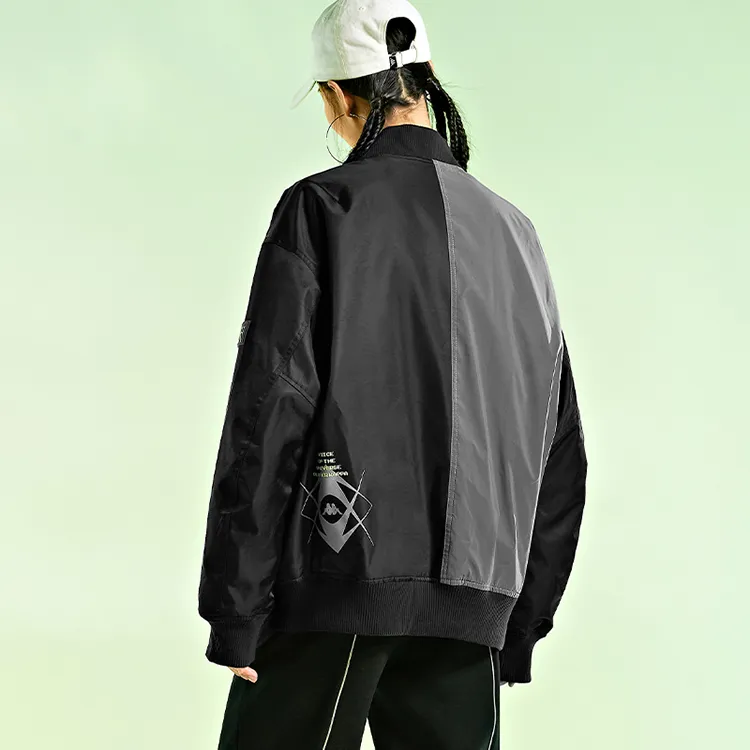 Kappa Colorblock Baseball Collar Puffer Jacket Unisex Black-3