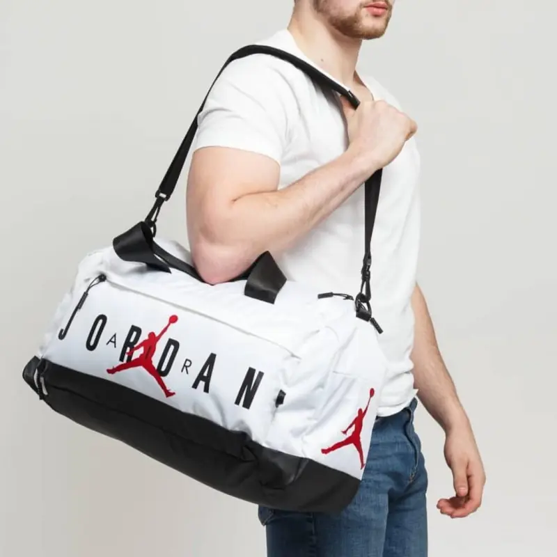 Jordan Jumpman Series Polyurethane Travel Bags Medium Size Unisex White-4