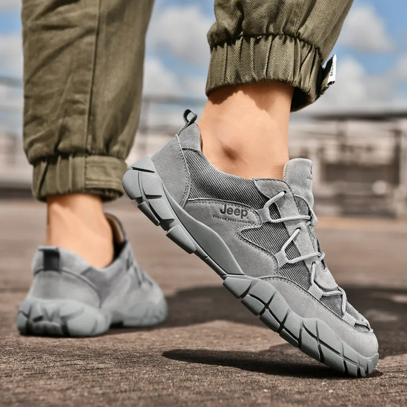 Jeep Hiking Wear resistant Lightweight Breathable And Non slip. Low Top Outdoor Shoes Men's Gray-6