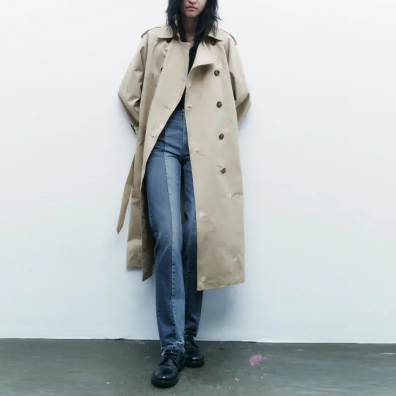 ZARA Trench Coats Women's Beige-2