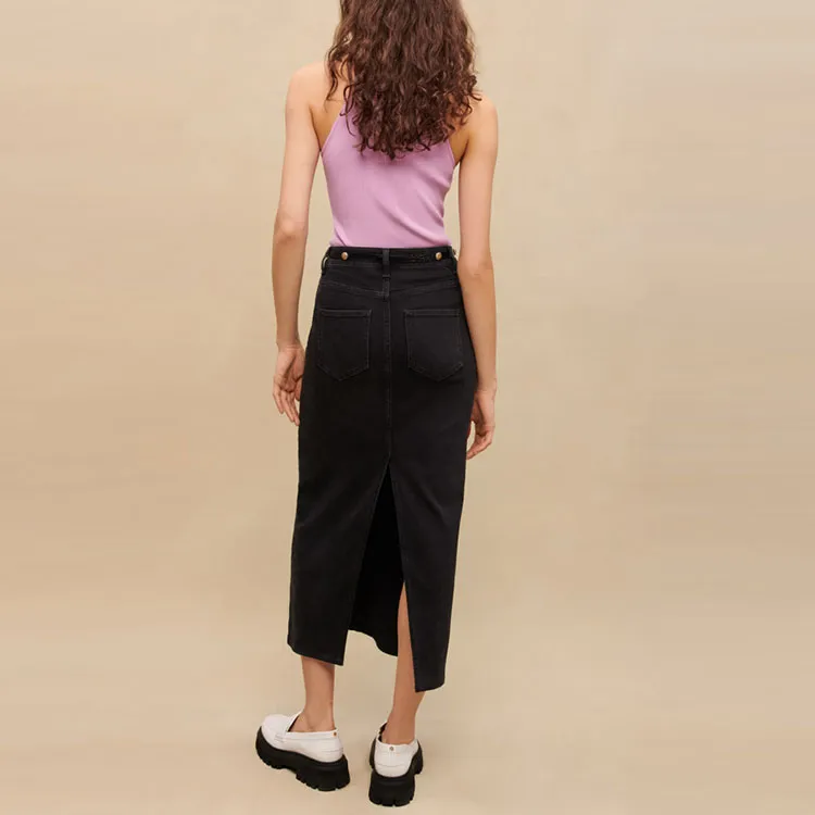 Maje High-waisted Straight Denim Skirt-2