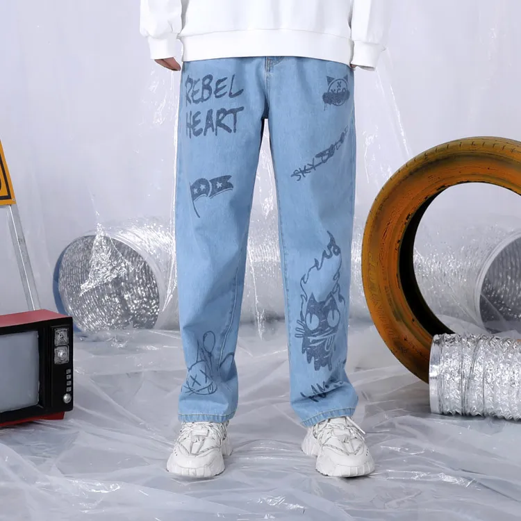 XXGOGO Straight Jeans Unisex Denim Blue-2