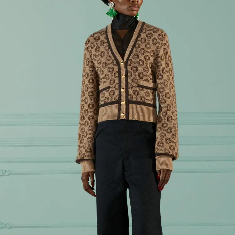 GUCCI Horsebit Intarsia knit Cardigan-2