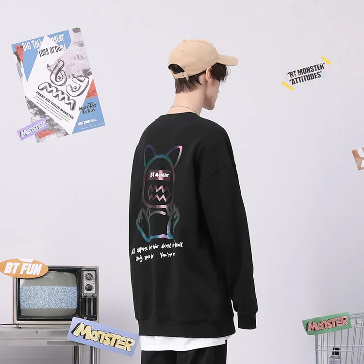 Bt Crew Neck Loose Fit Regular Sweatshirt Unisex Black-2