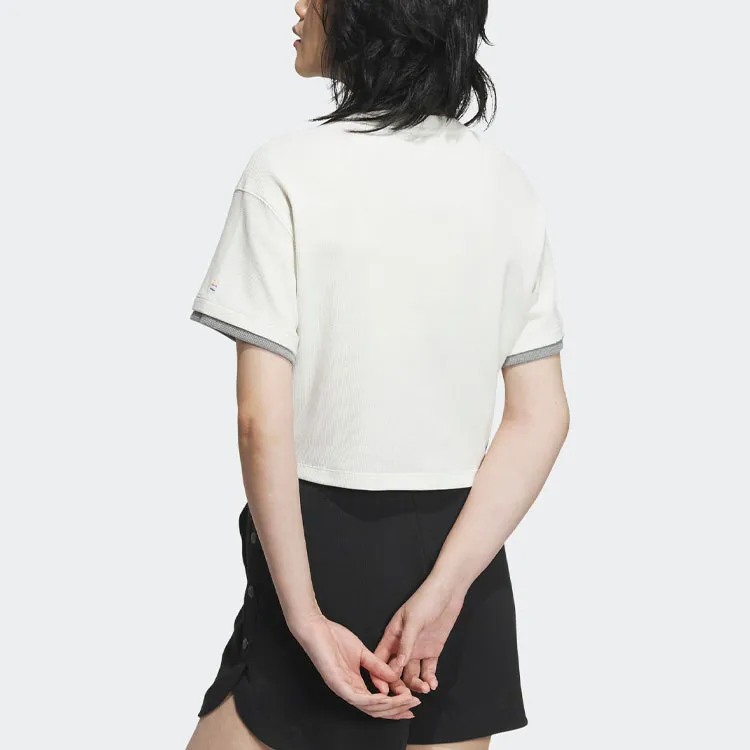 adidas originals Logo Embroidered Short Sleeve Tee 'Off White'-2
