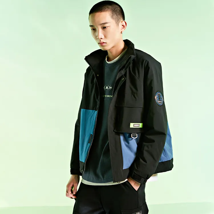 Kappa Letter Colorblock Hooded Puffer Jacket Unisex-2