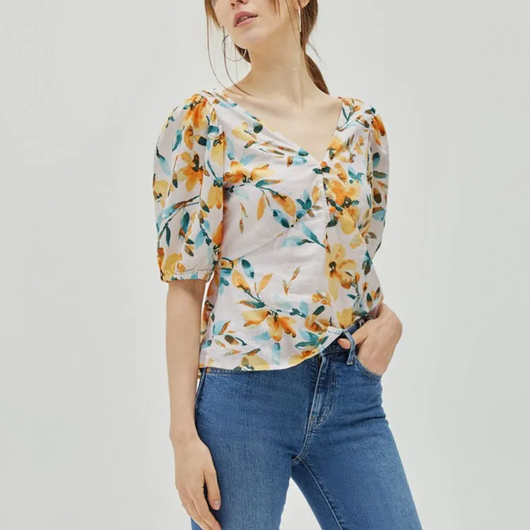 GAP Shirts Women's Yellow Floral-3