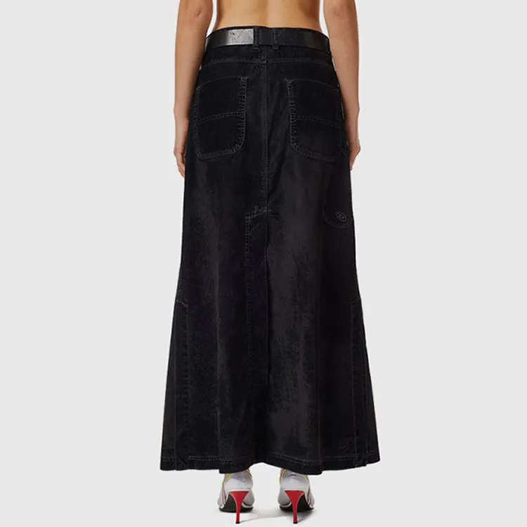 DIESEL Denim Long Skirts Women's Black-1